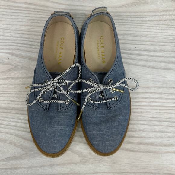 Cole Haan Cloudfeel Stitchlite Espadrille Shoes WMNS 5 Blue Lace Up Jute Wrapped - Picture 5 of 9